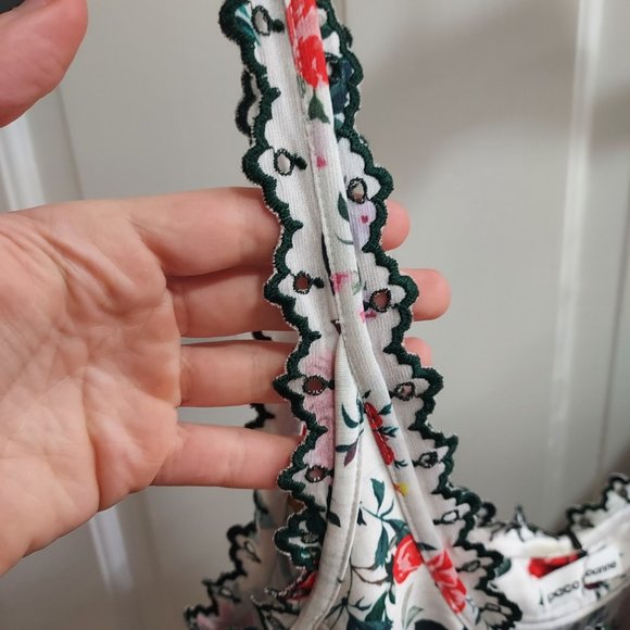 Paco Rabanne White Rose Print Eyelet Trim Minidress - Picture 6 of 9